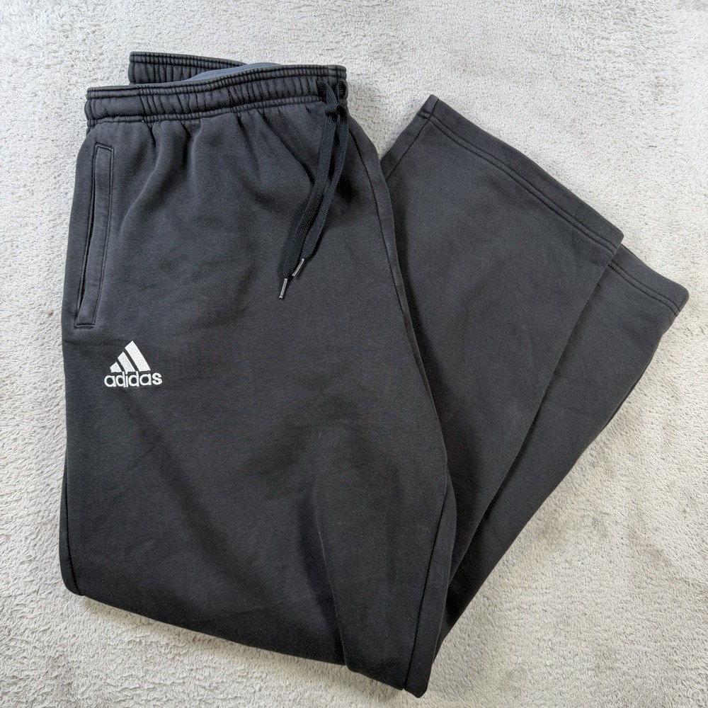 Adidas Sweatpants Mens 2XL Grey Fleece Drawstring Pocket Joggers Gym Baggy